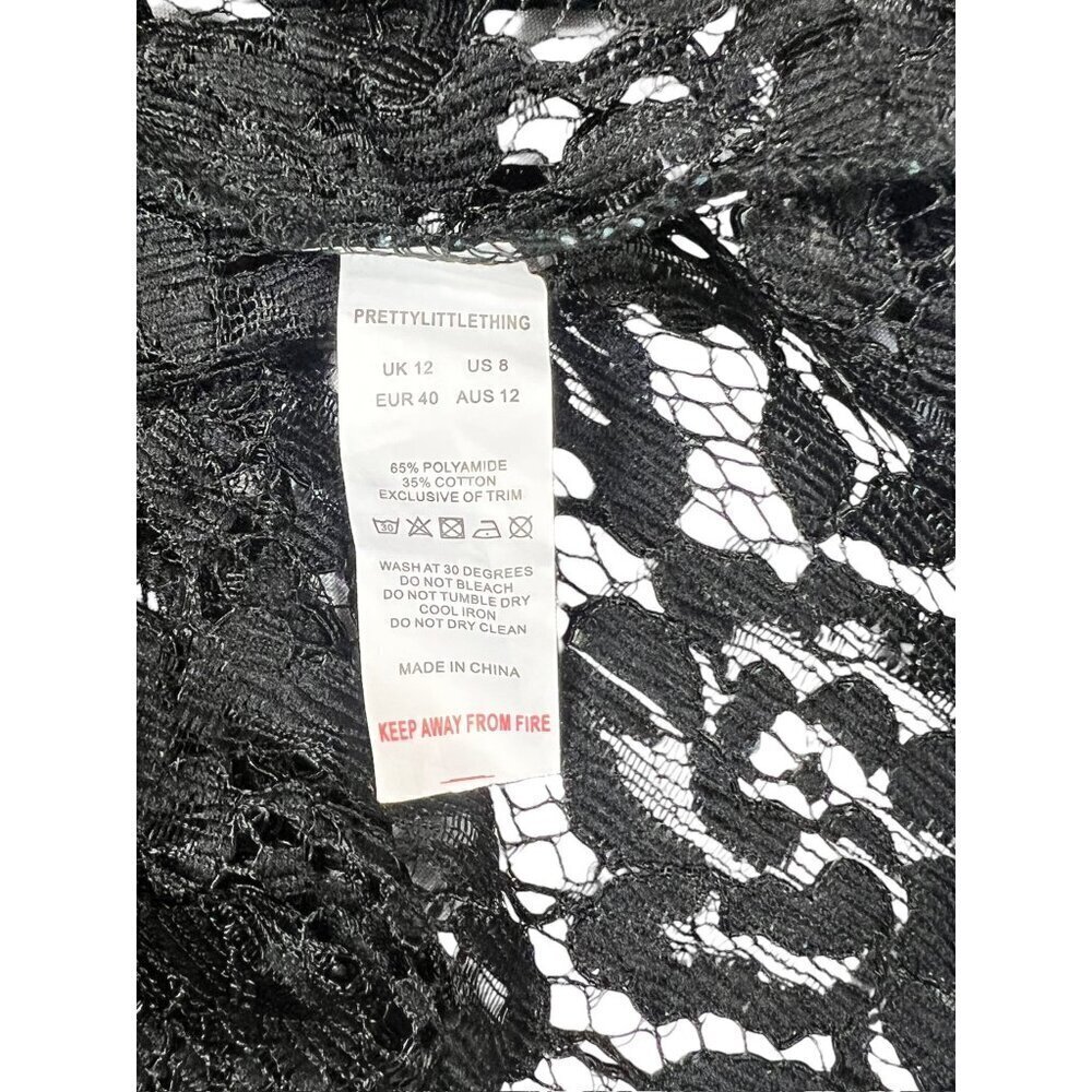Pretty Little Thing Women's Black Lace Flare Sleeve Top - Picture 7 of 7
